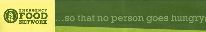 Emergency Food Network Logo & mission "...so that no person goes hungry"