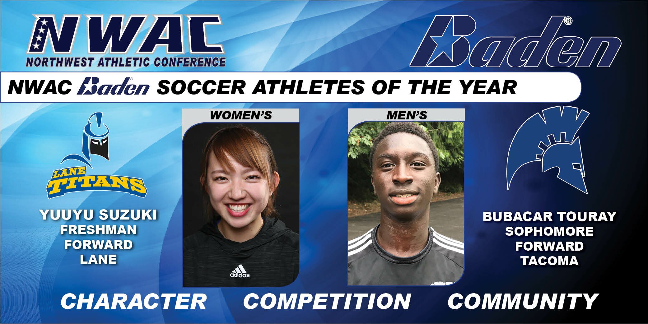 Yuuyu Suzuki & Bubacar Touray Baden Soccer Athletes of the Year Graphic
