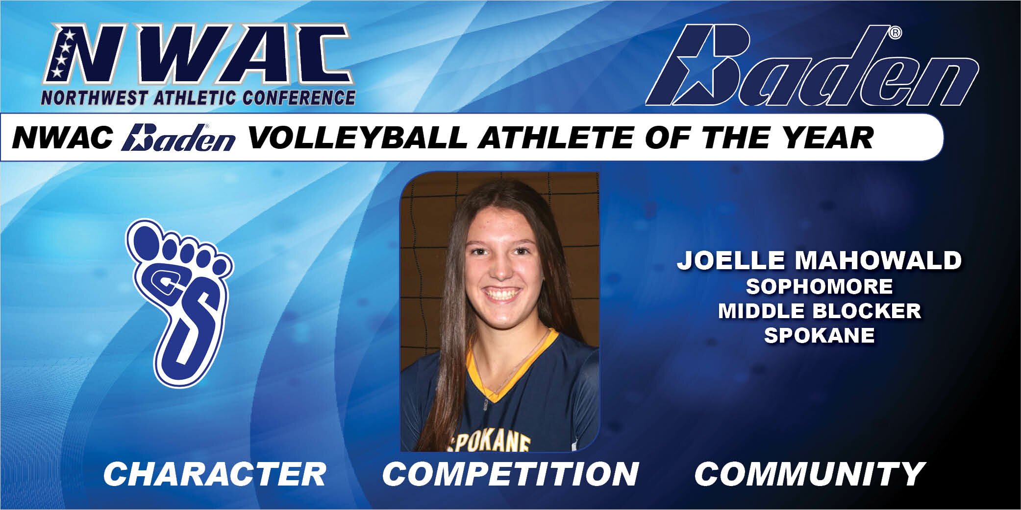 Joelle Mahowald Baden Volleyball Ahtlete of the Year Graphic